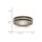Titanium Polished with Black Rubber 6mm Grooved Band