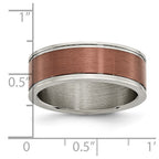 Chisel Titanium Brushed Center Brown IP-plated 8mm Grooved Edge Band
