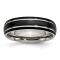 Chisel Titanium Polished Black IP-plated 6mm Grooved Band