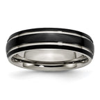 Chisel Titanium Polished Black IP-plated 6mm Grooved Band