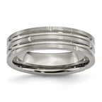 Titanium Polished and Satin 6mm Grooved Band