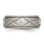 Titanium Polished X-Design 8mm Satin Center Ridged Edge Band