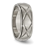 Titanium Polished X-Design 8mm Satin Center Ridged Edge Band