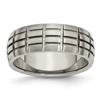 Titanium Satin 8mm Notched and Grooved Band