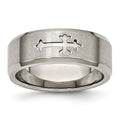 Chisel Titanium Brushed Center Cross Design 8mm Beveled Edge Band