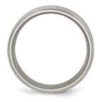 Chisel Titanium Satin Center Black Enamel 8mm Ridged Edge Band