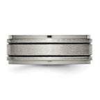 Chisel Titanium Satin Center Black Enamel 8mm Ridged Edge Band