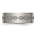 Titanium Brushed Laser Design 8mm Flat Band