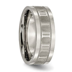 Chisel Titanium Satin Center 8mm Roman Numerals Flat Band