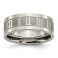 Chisel Titanium Satin Center 8mm Roman Numerals Flat Band