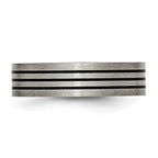 Titanium Satin and Polished Black Enamel Striped 6mm Flat Band