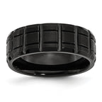 Chisel Titanium Brushed and Polished Black IP-plated 8mm Notched Band