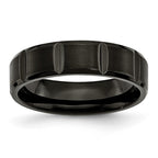 Titanium Grooved Black IP-plated 6mm Brushed and Polished Band