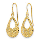 10K Textured D/C Shepherd Hook Dangle Earrings