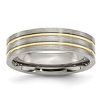 Chisel Titanium Brushed Yellow IP-plated 6mm Grooved Band