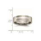 Titanium Brushed w/Sterling Silver Inlay 6mm Flat Band