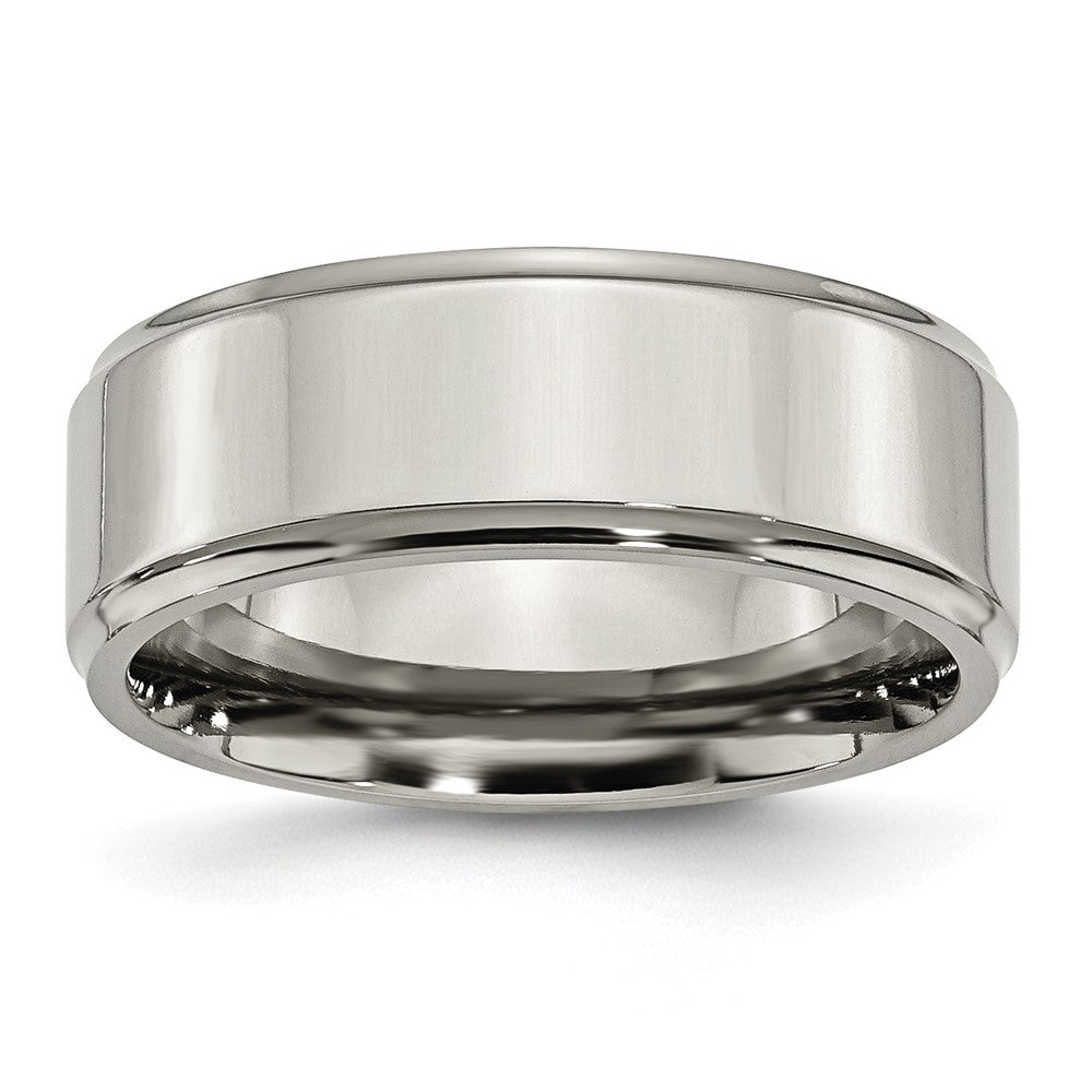 Chisel Titanium Polished 8mm Ridged Edge Band