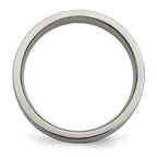 Chisel Titanium Brushed with Sterling Silver Inlay 6mm Grooved Band