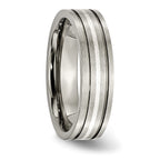Chisel Titanium Brushed with Sterling Silver Inlay 6mm Grooved Band