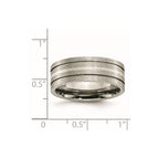 Titanium Brushed w/Sterling Silver Inlay 8mm Grooved Band