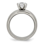 Chisel Titanium Polished with CZ Ring
