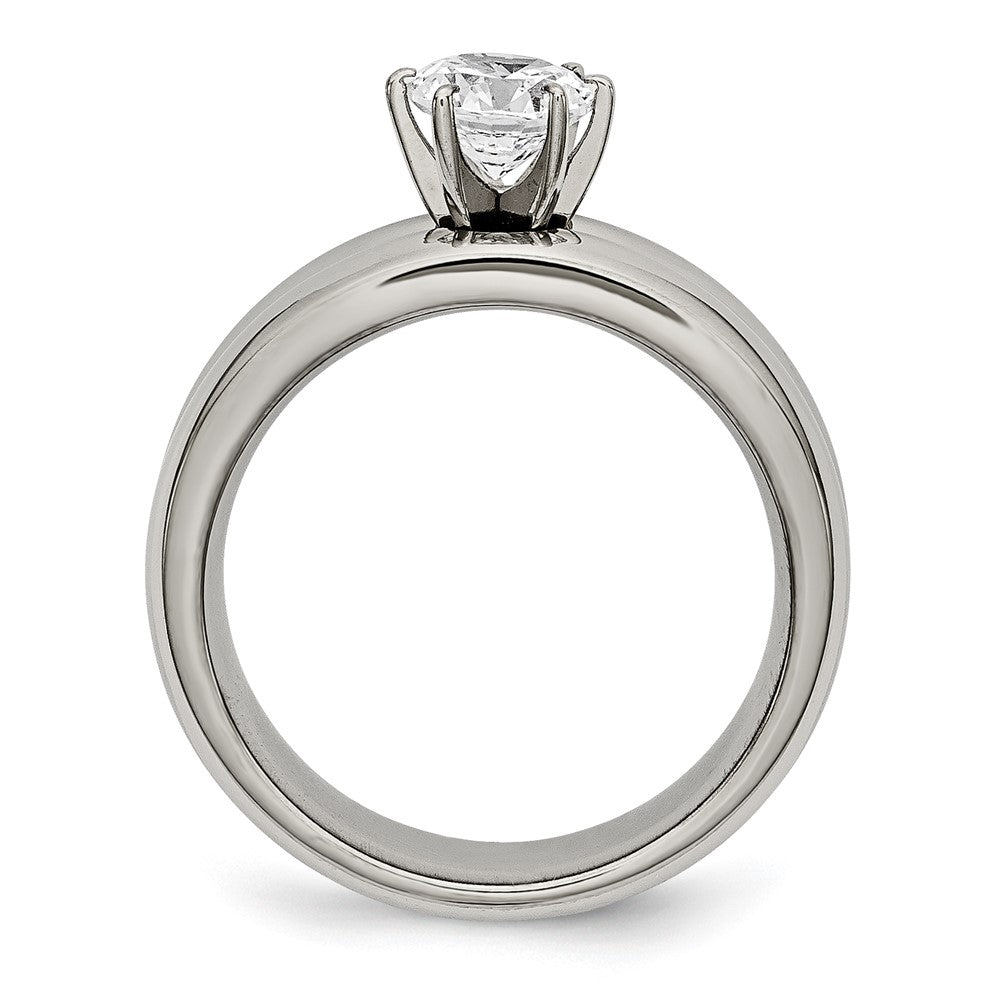 Chisel Titanium Polished with CZ Ring