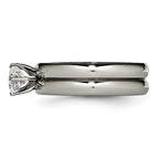 Chisel Titanium Polished with CZ Ring