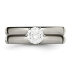 Chisel Titanium Polished with CZ Ring