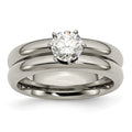 Chisel Titanium Polished with CZ Ring