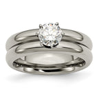 Chisel Titanium Polished with CZ Ring