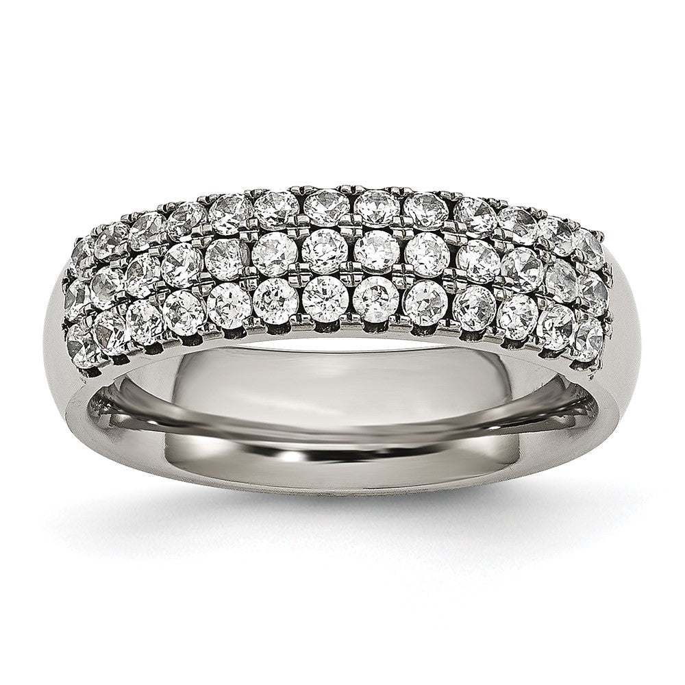 Chisel Titanium Polished Multi-row CZ 7mm Band