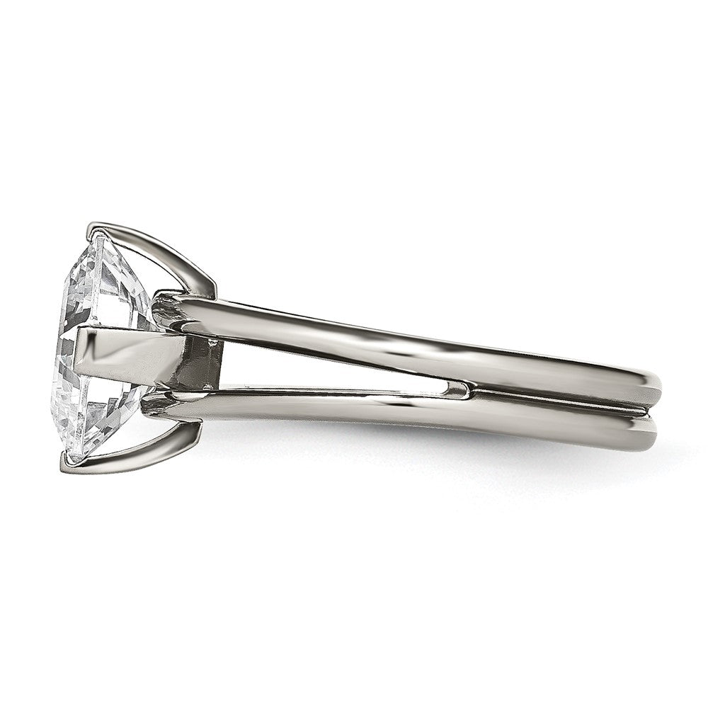 Chisel Titanium Polished with CZ Ring