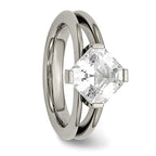 Chisel Titanium Polished with CZ Ring