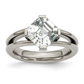 Chisel Titanium Polished with CZ Ring
