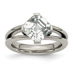 Chisel Titanium Polished with CZ Ring
