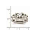Chisel Titanium with Sterling Silver Accent Polished with CZ Ring
