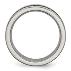 Titanium w/Sawtooth Accent/Polished Black Ceramic Center 8mm Band