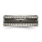 Titanium w/Sawtooth Accent/Polished Black Ceramic Center 8mm Band