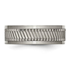 Titanium Sawtooth Design Flat Polished w/Brushed Edge 8mm Band
