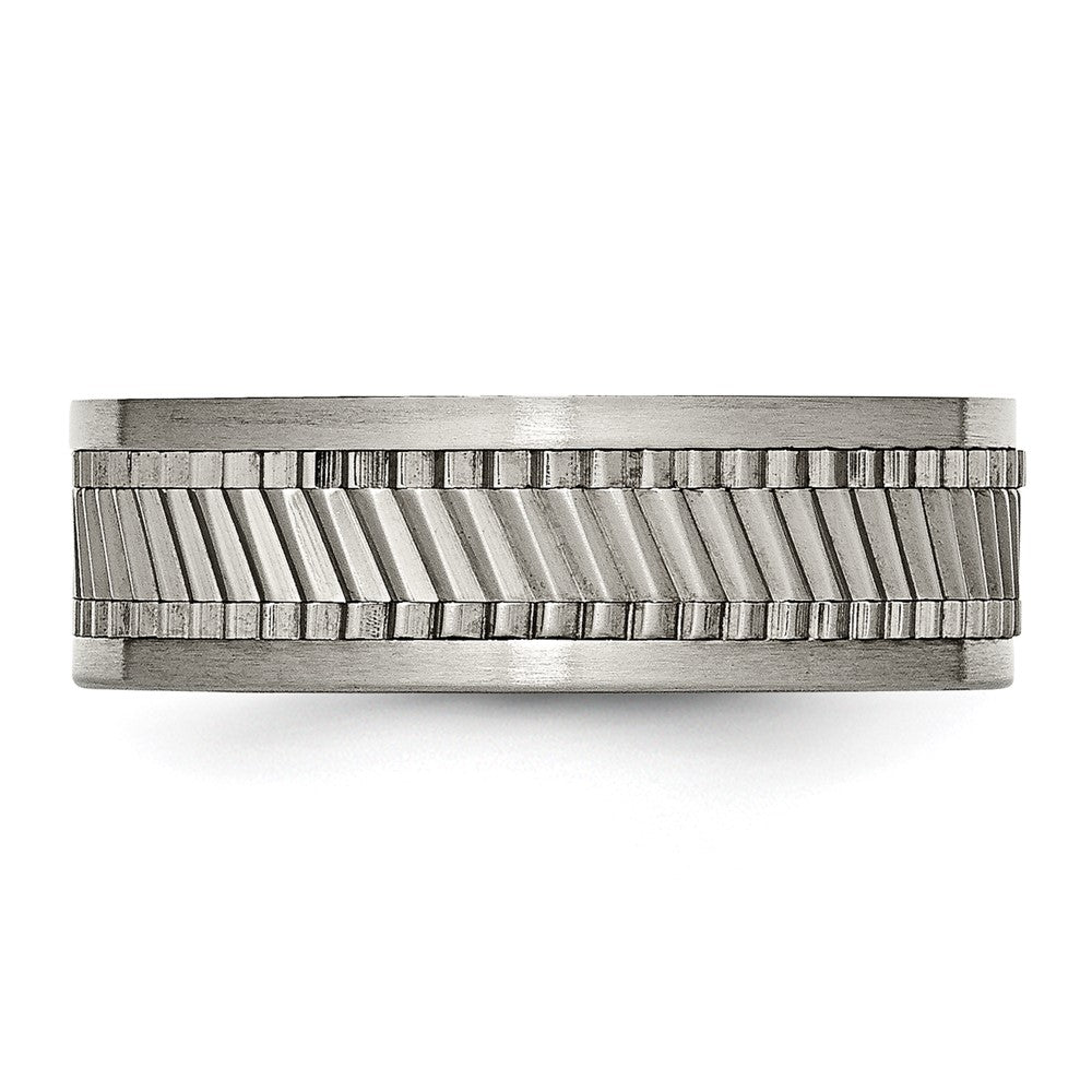Titanium Sawtooth Design Flat Polished w/Brushed Edge 8mm Band