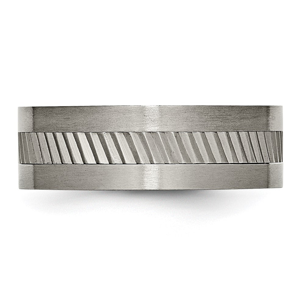 Titanium Sawtooth Design Flat Polished w/Brushed Edge 8mm Band