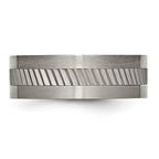 Titanium Sawtooth Design Flat Polished w/Brushed Edge 8mm Band
