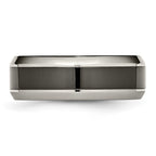 Chisel Titanium Polished with Black Ceramic Center 8mm Beveled Band