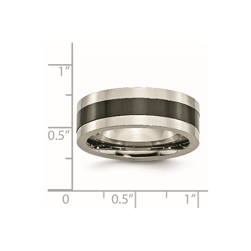 Titanium Base w/Polished Black Ceramic Center Flat 8mm Band