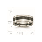 Titanium Base w/Polished Black Ceramic Center Flat 8mm Band