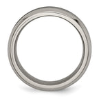 Chisel Titanium Polished with Black Ceramic Center 8mm Beveled Band