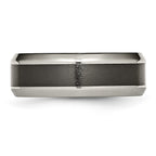 Chisel Titanium Polished with Black Ceramic Center 8mm Beveled Band