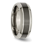Chisel Titanium Polished with Black Ceramic Center 8mm Beveled Band