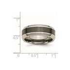 Chisel Titanium Polished with Black Ceramic Center 8mm Beveled Band
