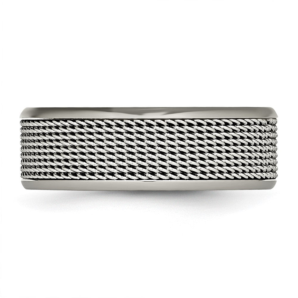 Titanium Base with Stainless Steel Mesh Center 8mm Band